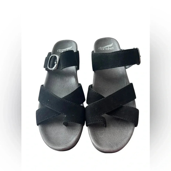 NWOT Dansko Aubree Black Wedge Sandals - Picture 4 of 8